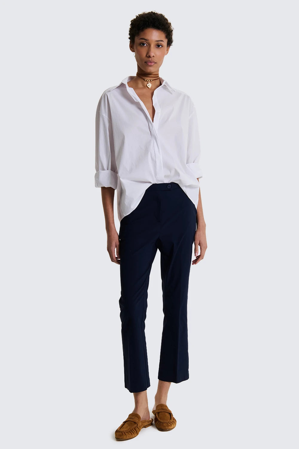 Pantaloni a Zampa Corti in Tessuto Stretch image 0