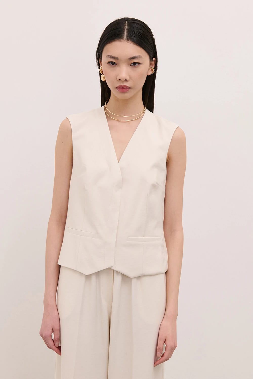 Gilet Senza Reverse Latte  image 0