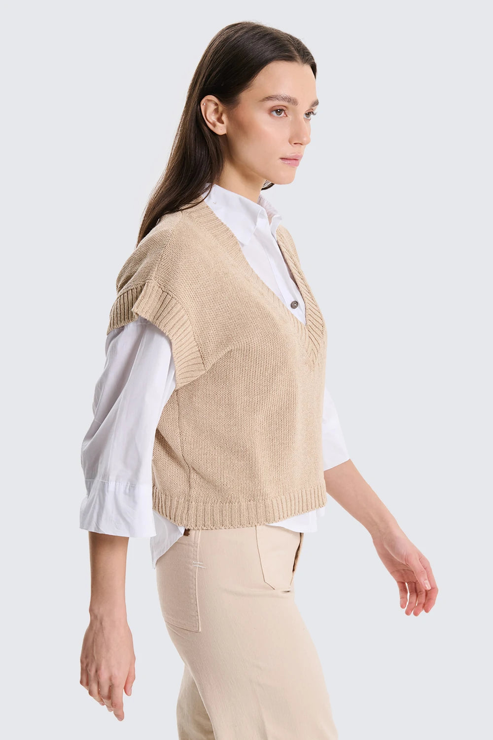 Pull Smanicato Oversize Beige  image 2