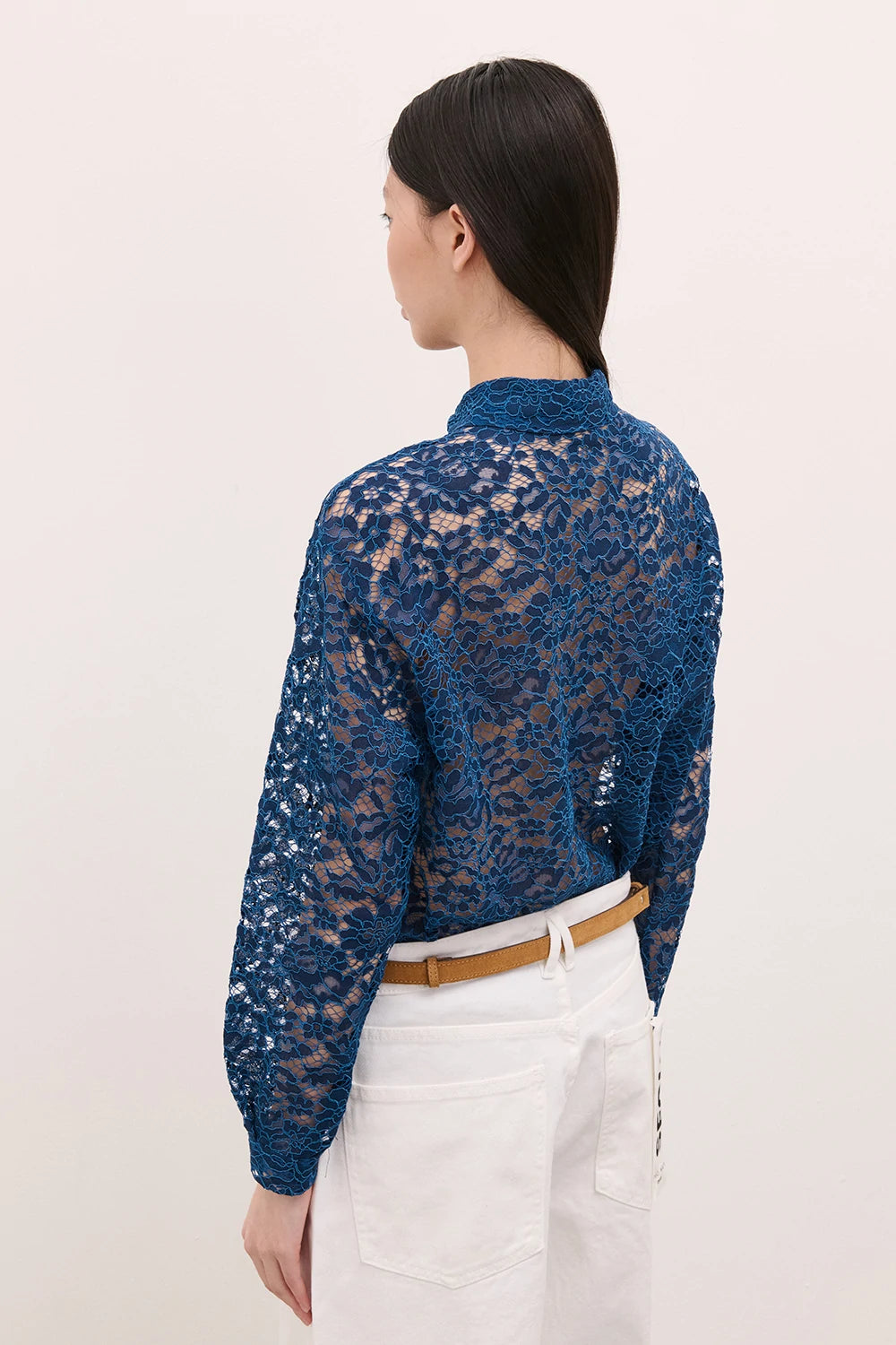 Camicia in Pizzo Floreale  Blu Ottanio image 2