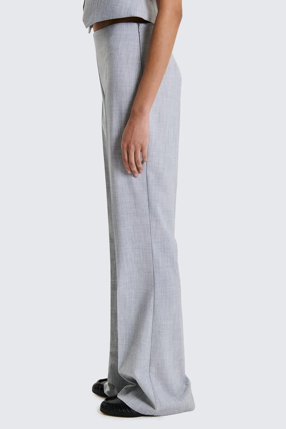 Pantalone Flare Tessuto Fiammato Grigio Chiaro  image 2