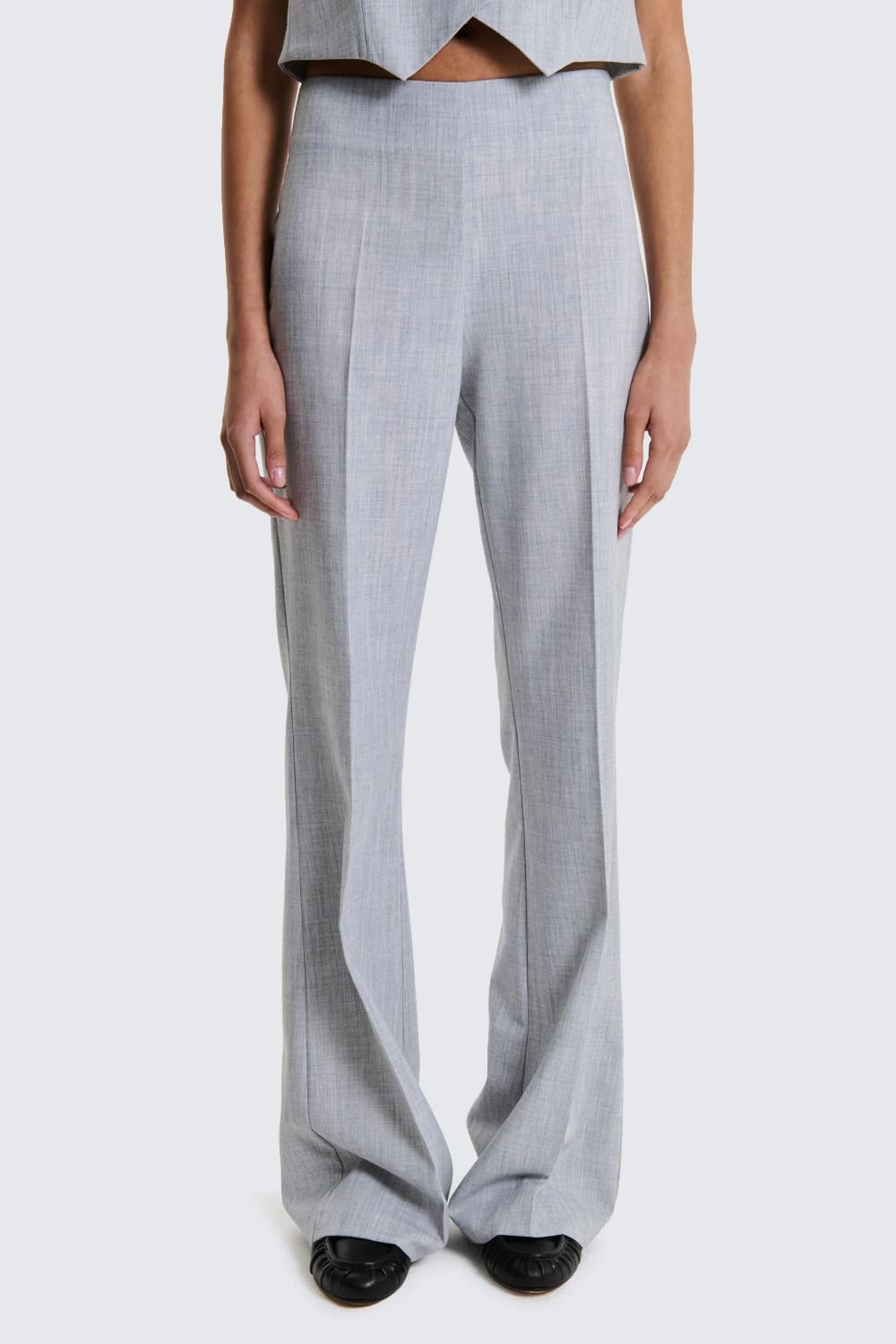 Pantalone Flare Tessuto Fiammato Grigio Chiaro  image 0