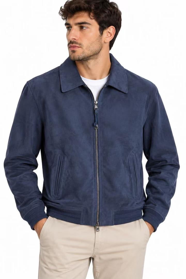 Bomber Scamosciato Premium Imbottito Blu