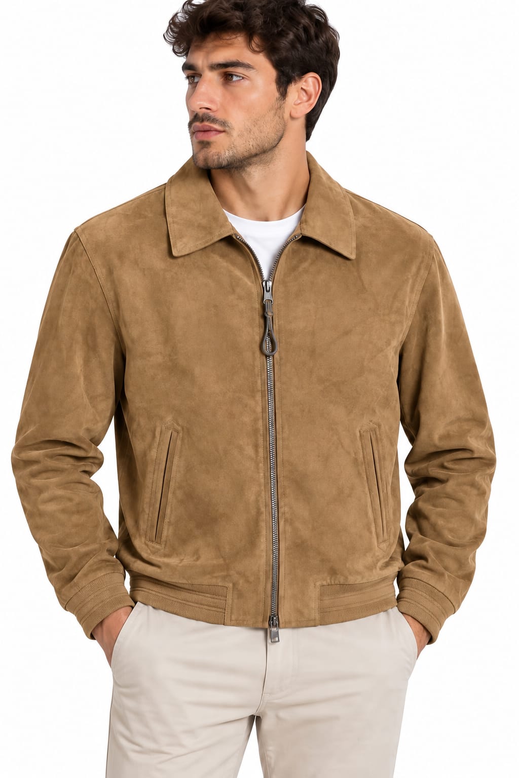 Bomber Scamosciato Premium Imbottito Cammello