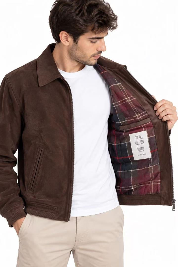 Bomber Scamosciato Premium Imbottito Marrone