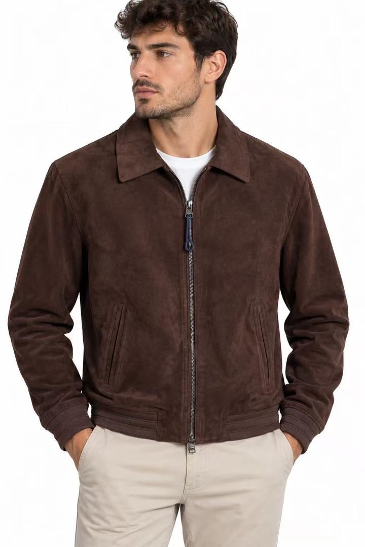 Bomber Scamosciato Premium Imbottito Marrone