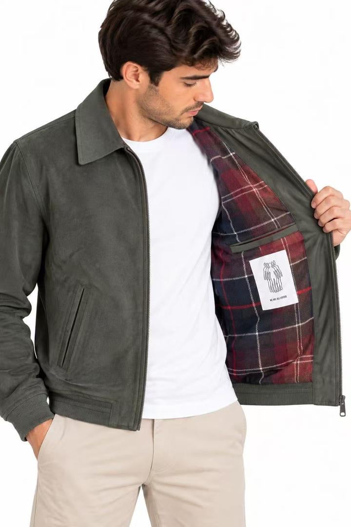 Bomber Scamosciato Premium Imbottito Verde