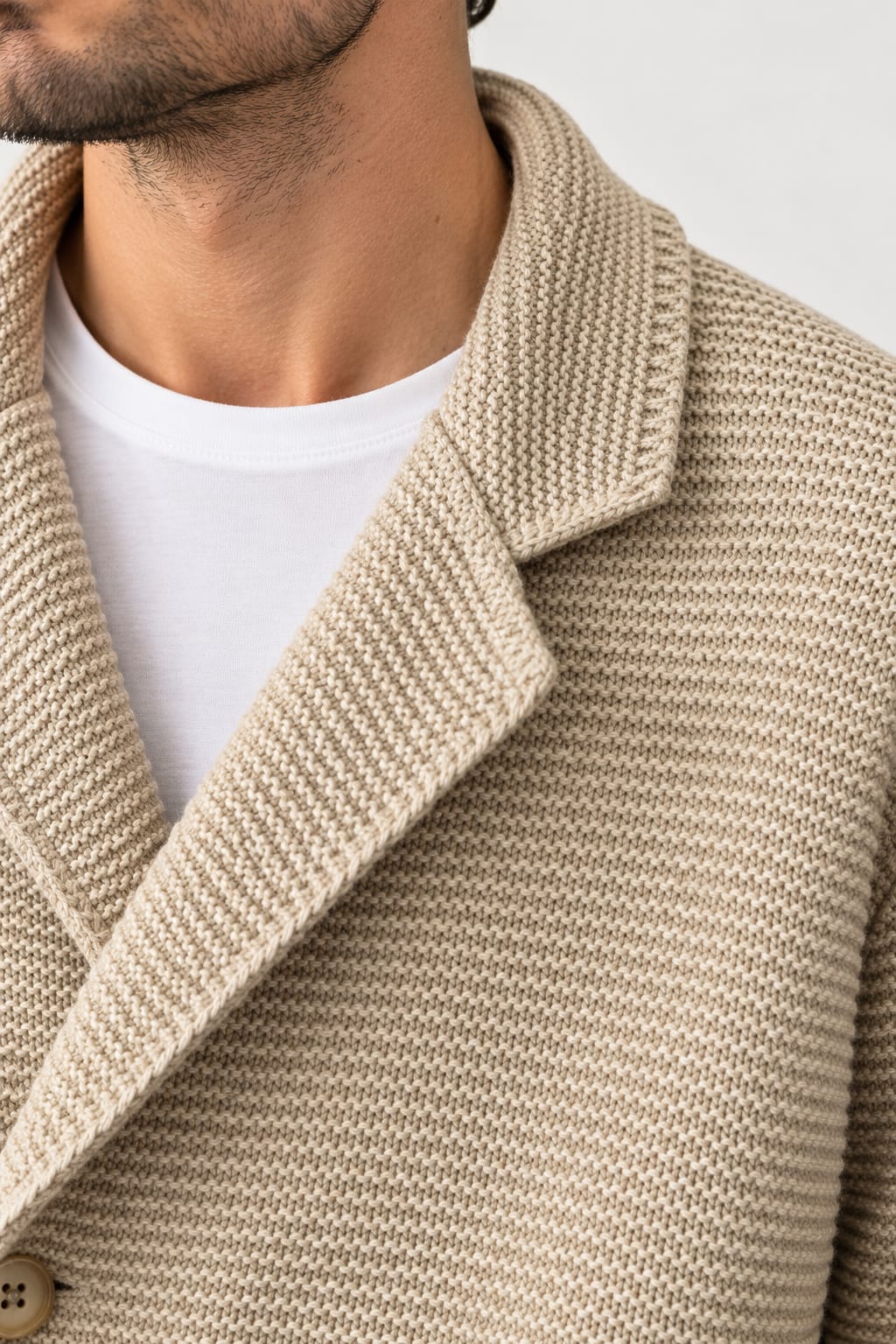 Cardigan Uomo Elegante in Maglia Riso Made in Italy Beige