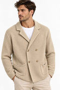 Cardigan Uomo Elegante in Maglia Riso Made in Italy Beige