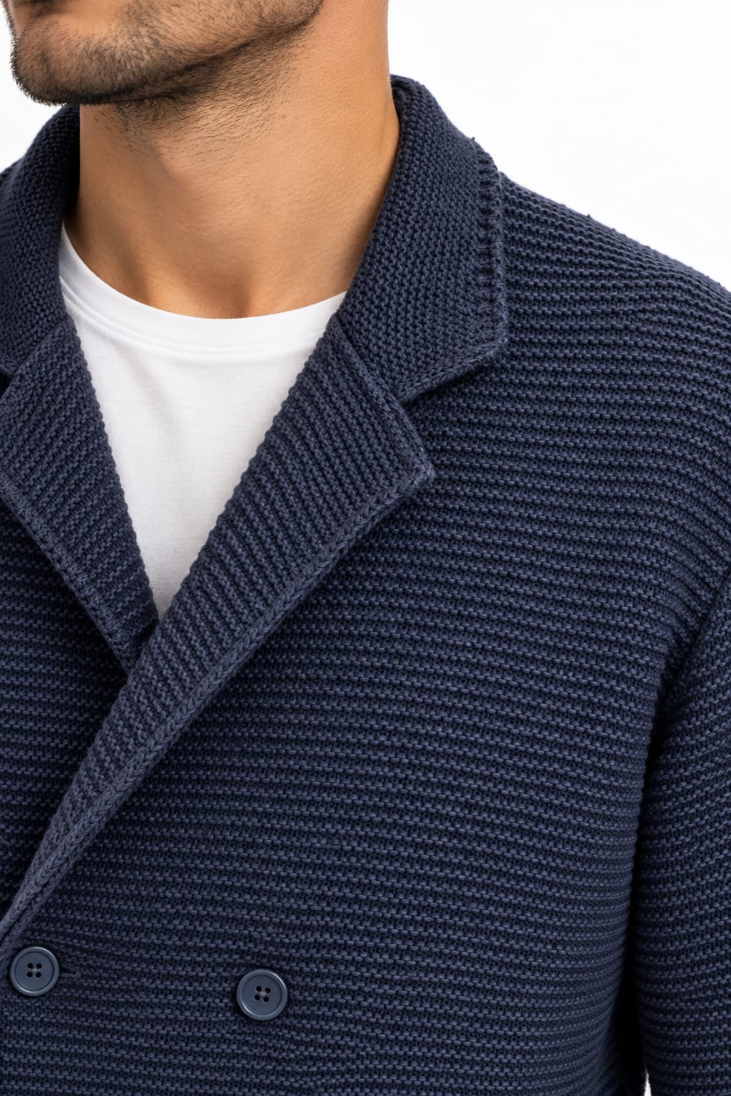 Cardigan Uomo Elegante in Maglia Riso Made in Italy  Blu
