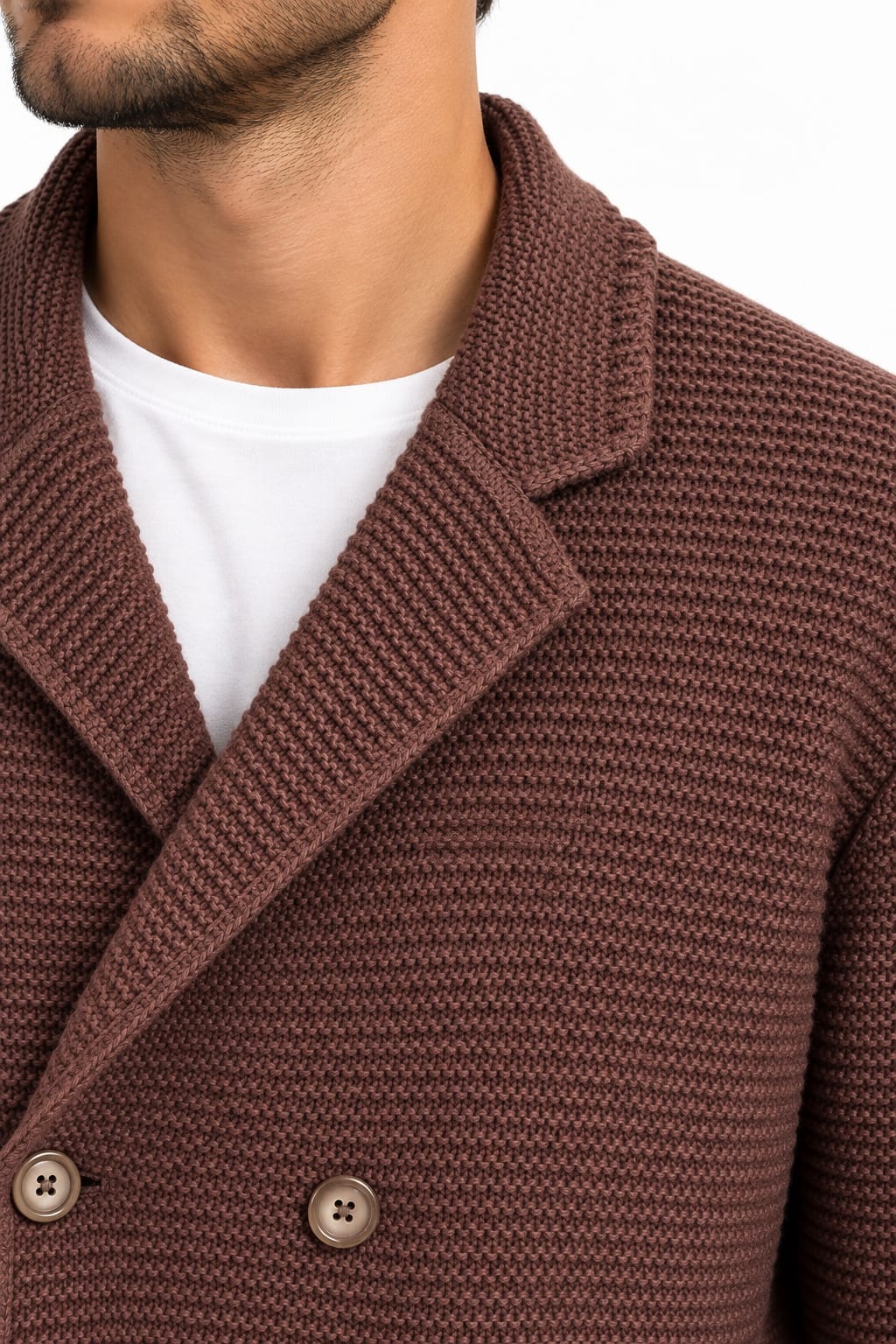 Cardigan Uomo Elegante in Maglia Riso Made in Italy Marrone