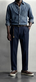 Pantalone con Risvolto Blu