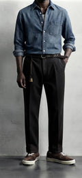 Pantalone con Risvolto Nero