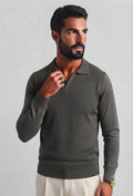 Polo in Maglia Senza Bottoni Verde