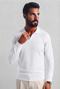 Polo in Maglia Senza Bottoni Bianca