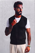 Gilet in Maglia Uomo Scollo a V Nero