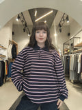 Polo Oversize in Piqué a Righe Blu e Rosso