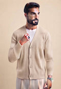 Cardigan a Coste Beige