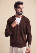 Cardigan a Coste Marrone