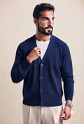 Cardigan a Coste Blu