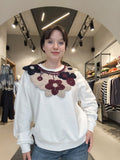 Felpa Con Colletto Crochet Floreale
