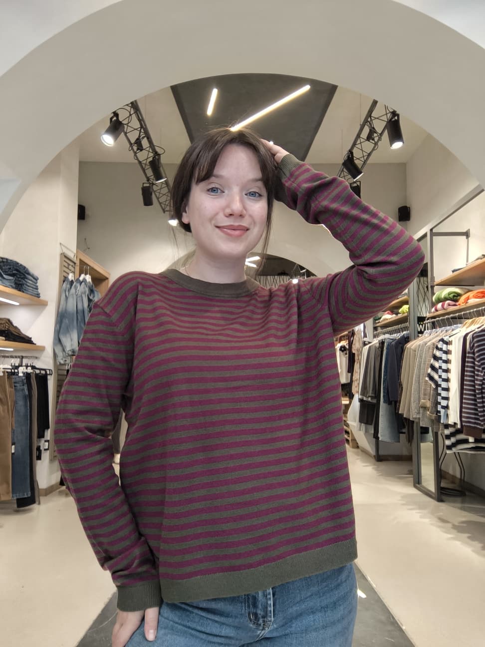 Maglioncino a Righe Marrone e Bordeaux