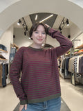 Maglioncino a Righe Marrone e Bordeaux