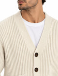 Cardigan a Coste in Ciniglia Bianco
