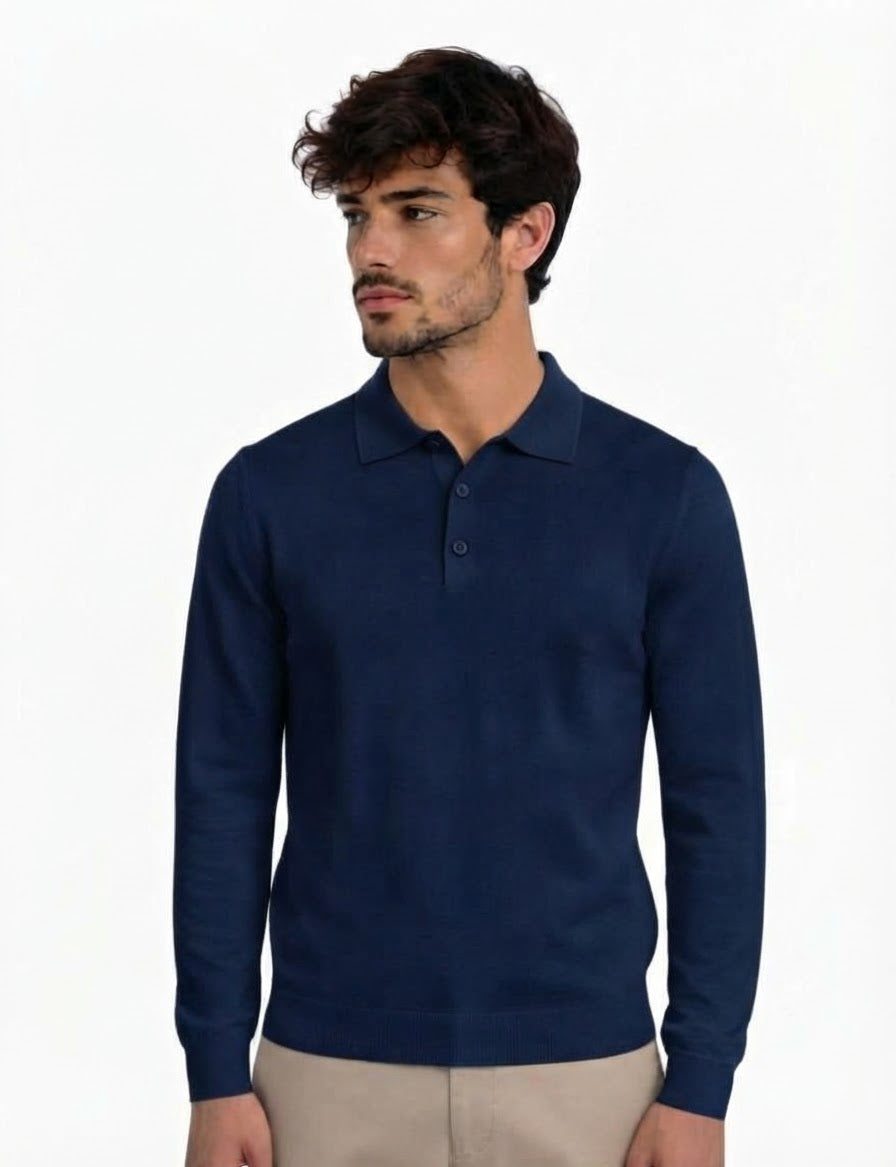 Polo in Maglia Morbida Blu