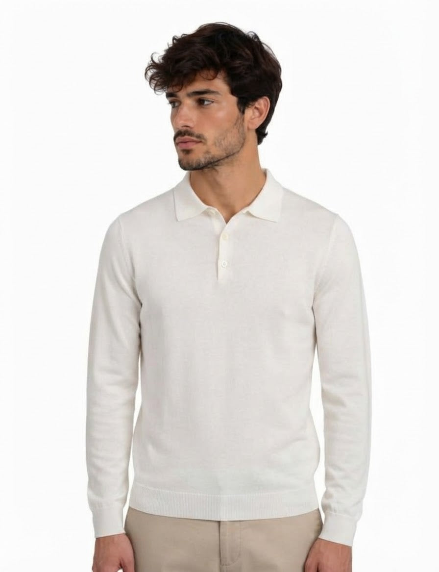 Polo in Maglia Morbida Panna