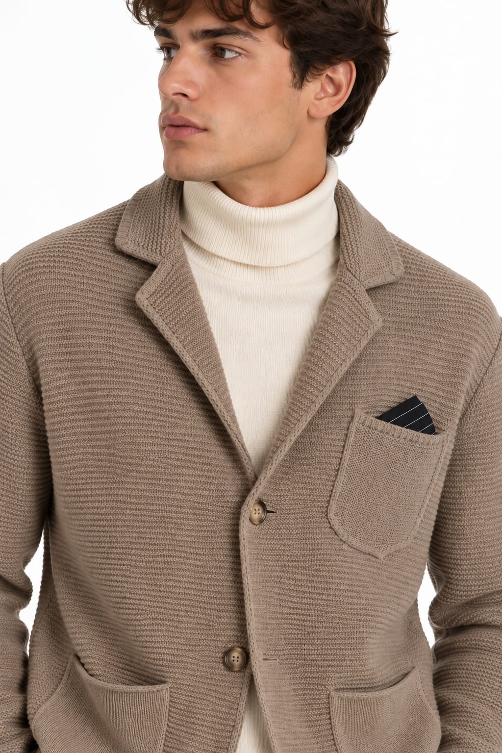 Giacca Uomo in Maglia con Revers, 7 Colori Disponibili