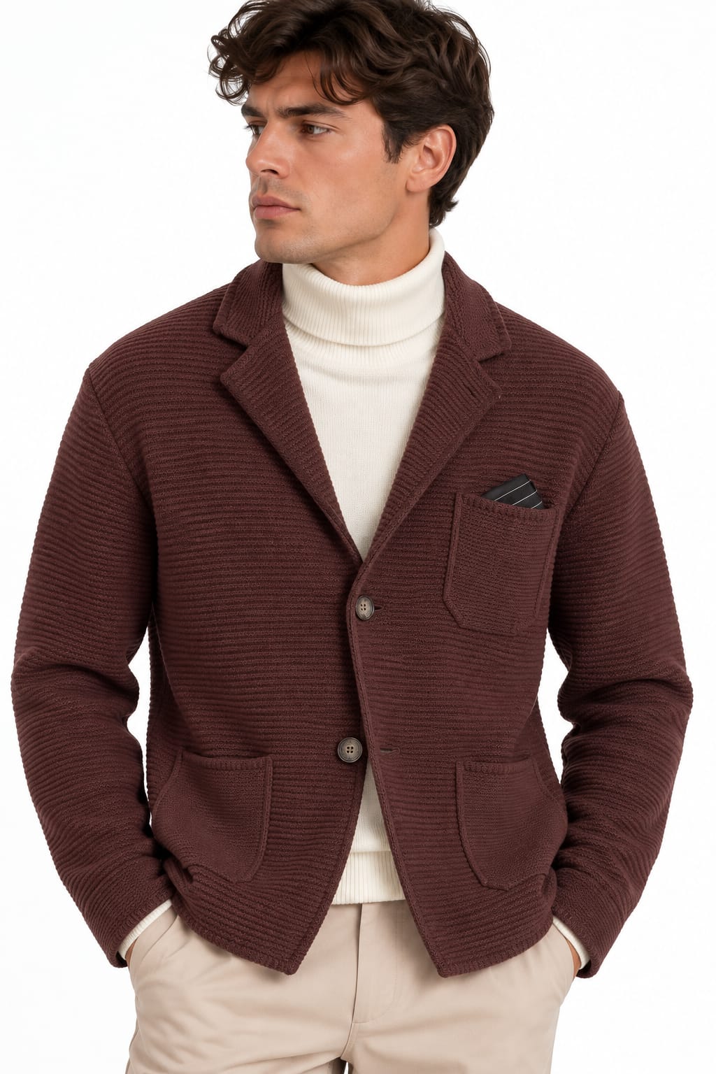 Giacca Uomo in Maglia con Revers, 7 Colori Disponibili