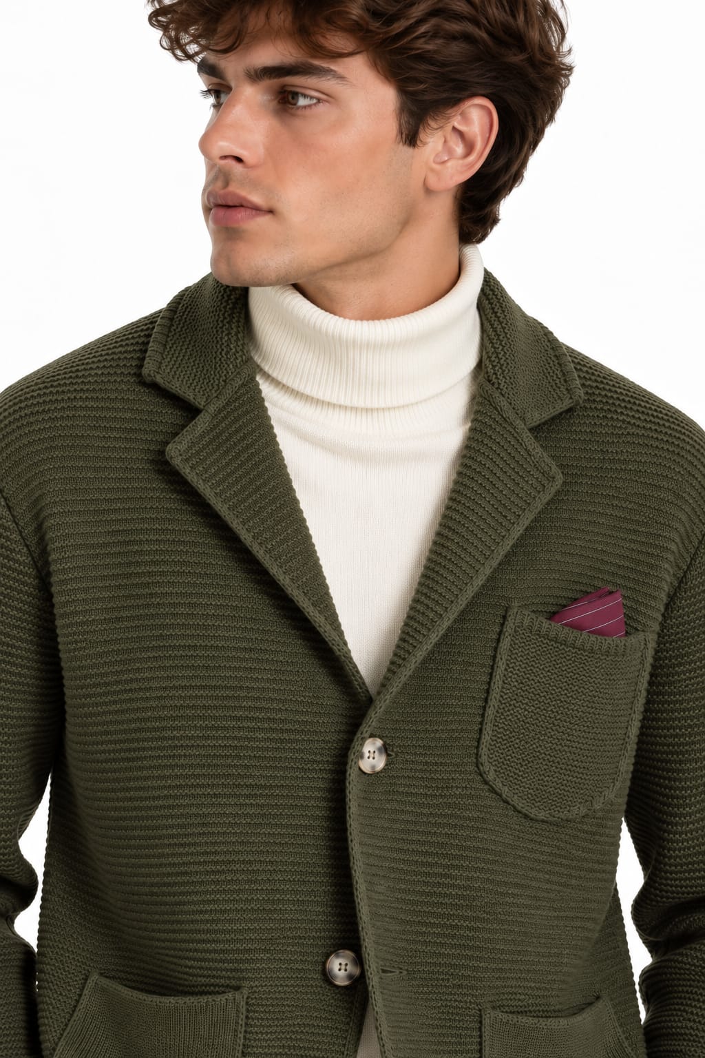 Giacca Uomo in Maglia con Revers, 7 Colori Disponibili
