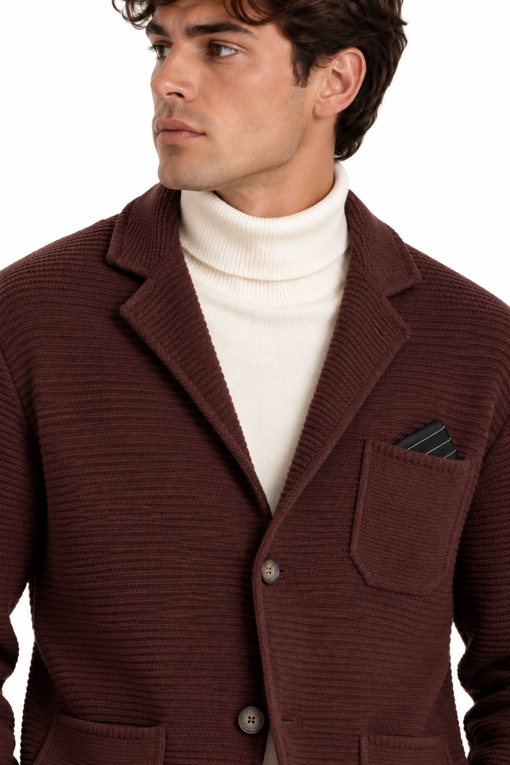 Giacca Uomo in Maglia con Revers, 7 Colori Disponibili