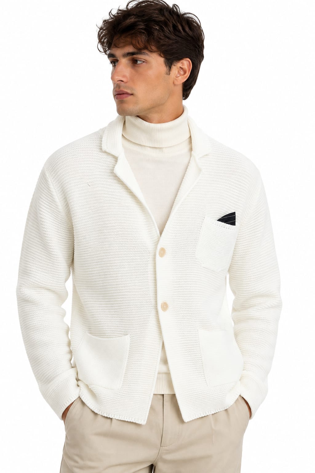 Giacca Uomo in Maglia con Revers, 7 Colori Disponibili