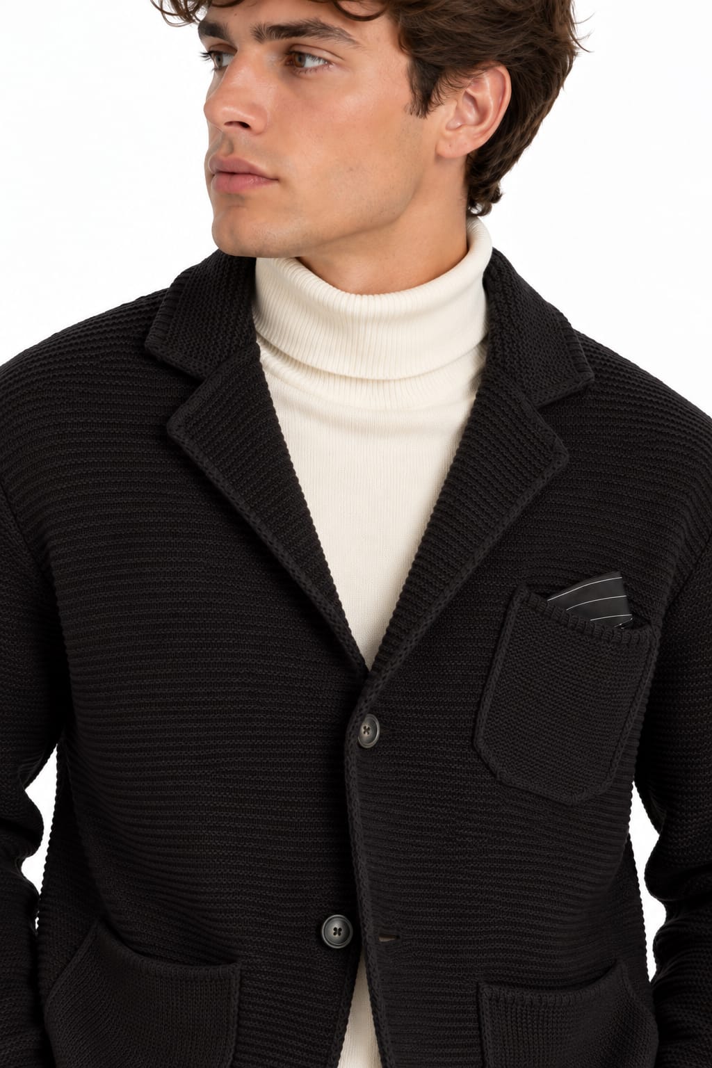 Giacca Uomo in Maglia con Revers, 7 Colori Disponibili