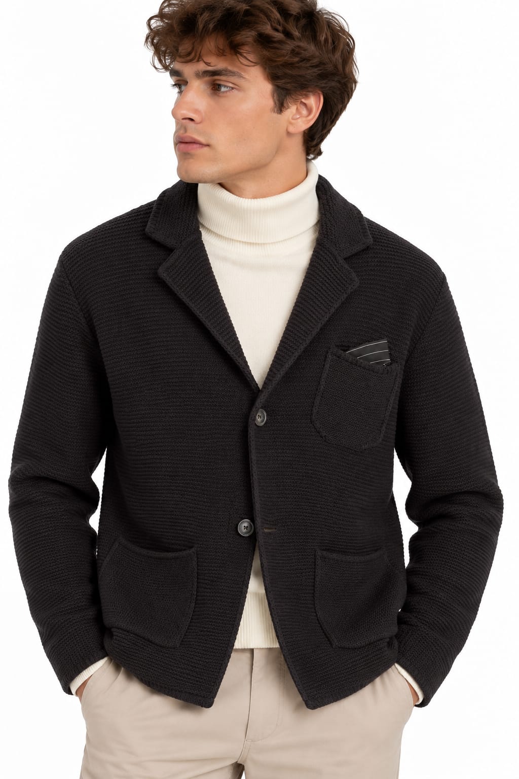Giacca Uomo in Maglia con Revers, 7 Colori Disponibili