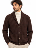 Cardigan Trame Intrecciate Collo Scialle 4 Colori Disponibili