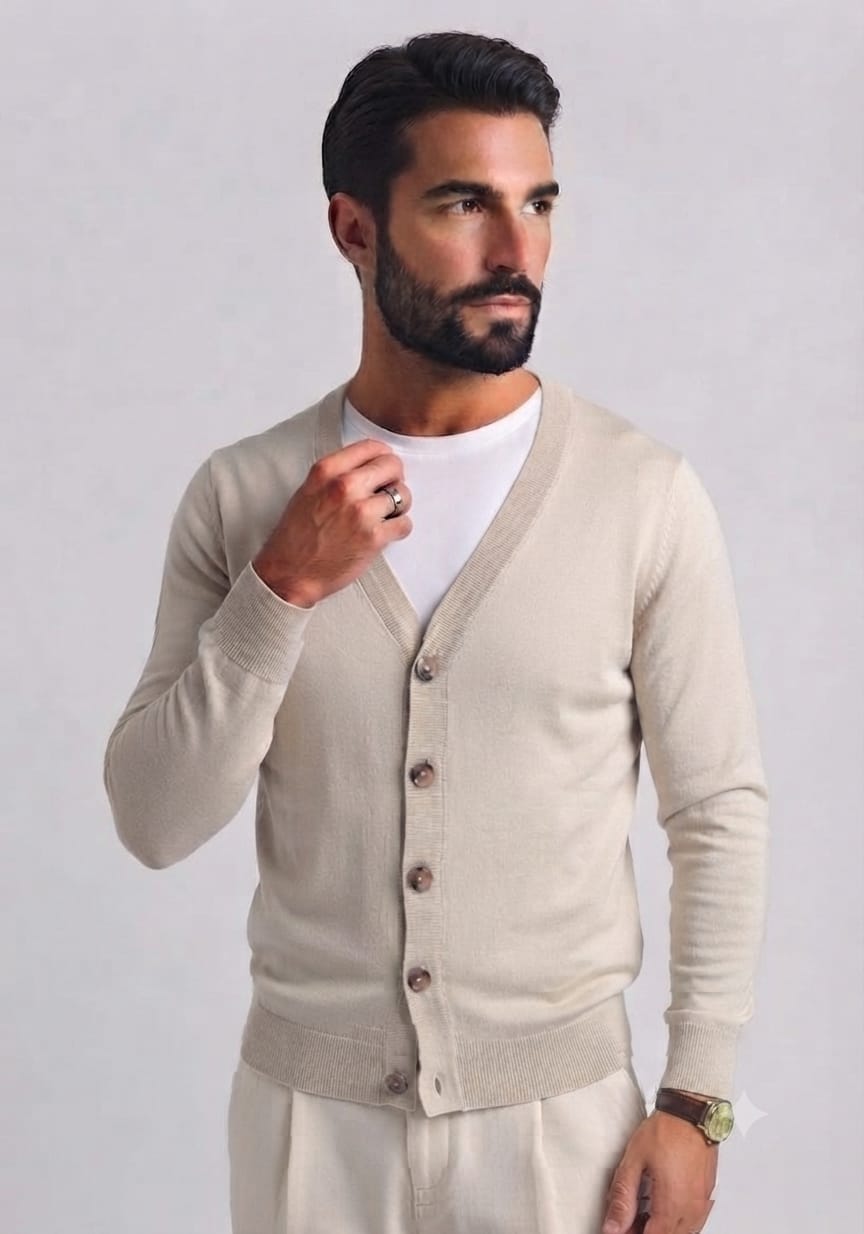 Cardigan in Cotone Beige