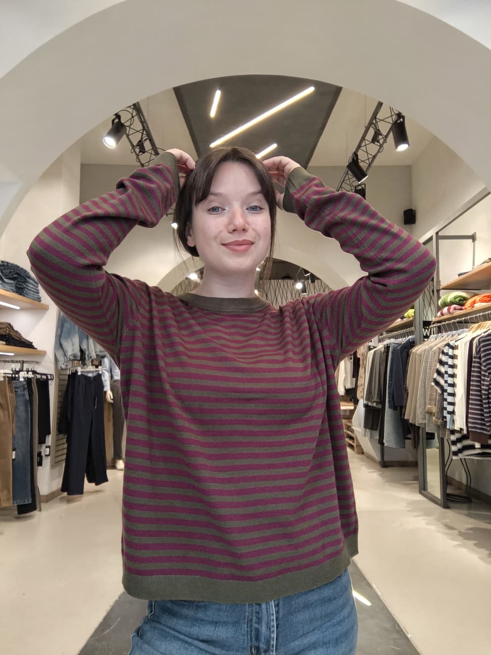 Maglioncino a Righe Marrone e Bordeaux