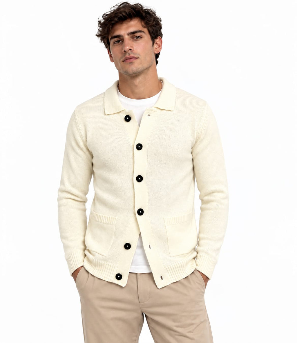 Cardigan con Bottoni e Tasche Applicate 2 Colori Disponibili
