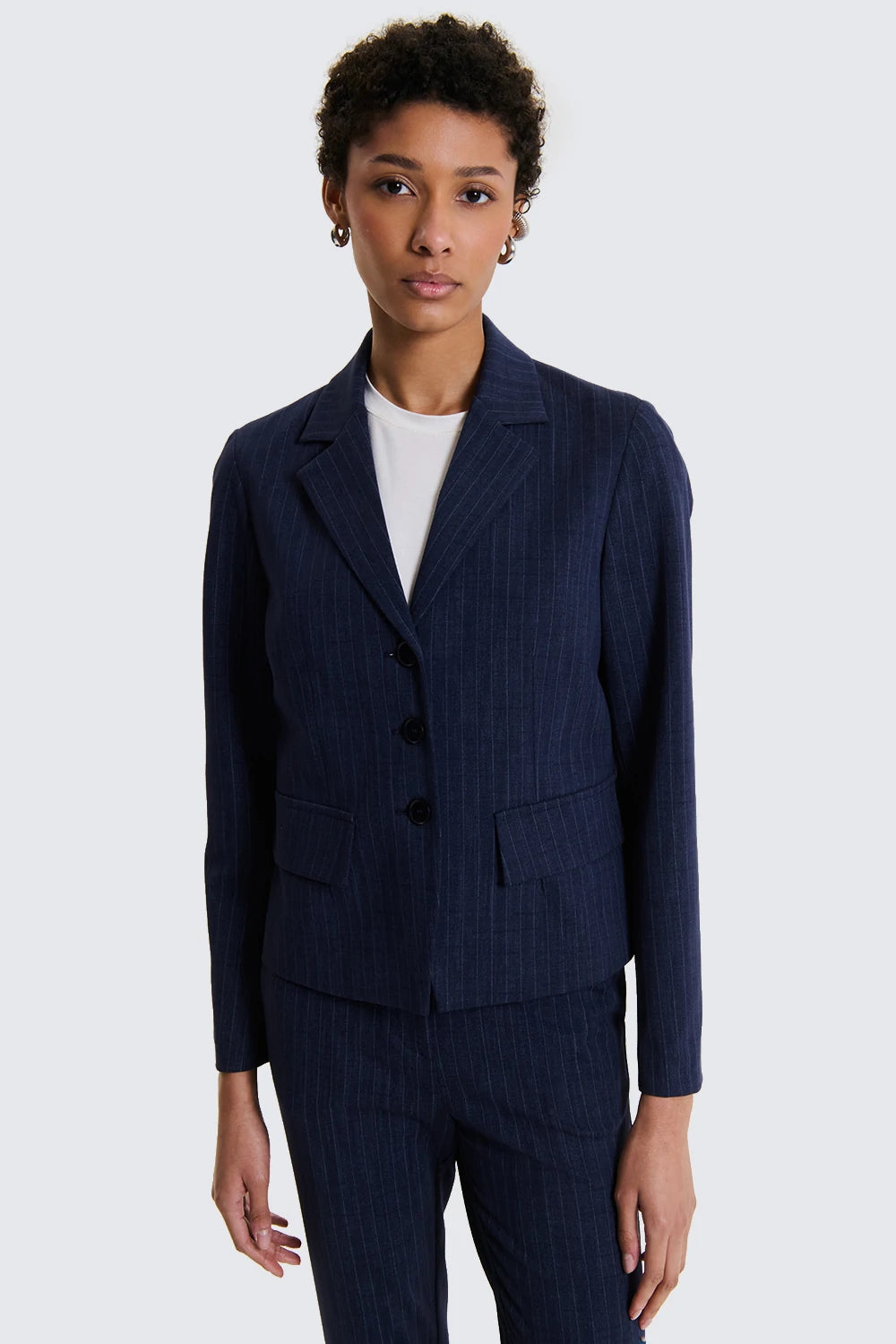 Giacca cGessata Crop a Tre Bottoni Blu Navy image 0