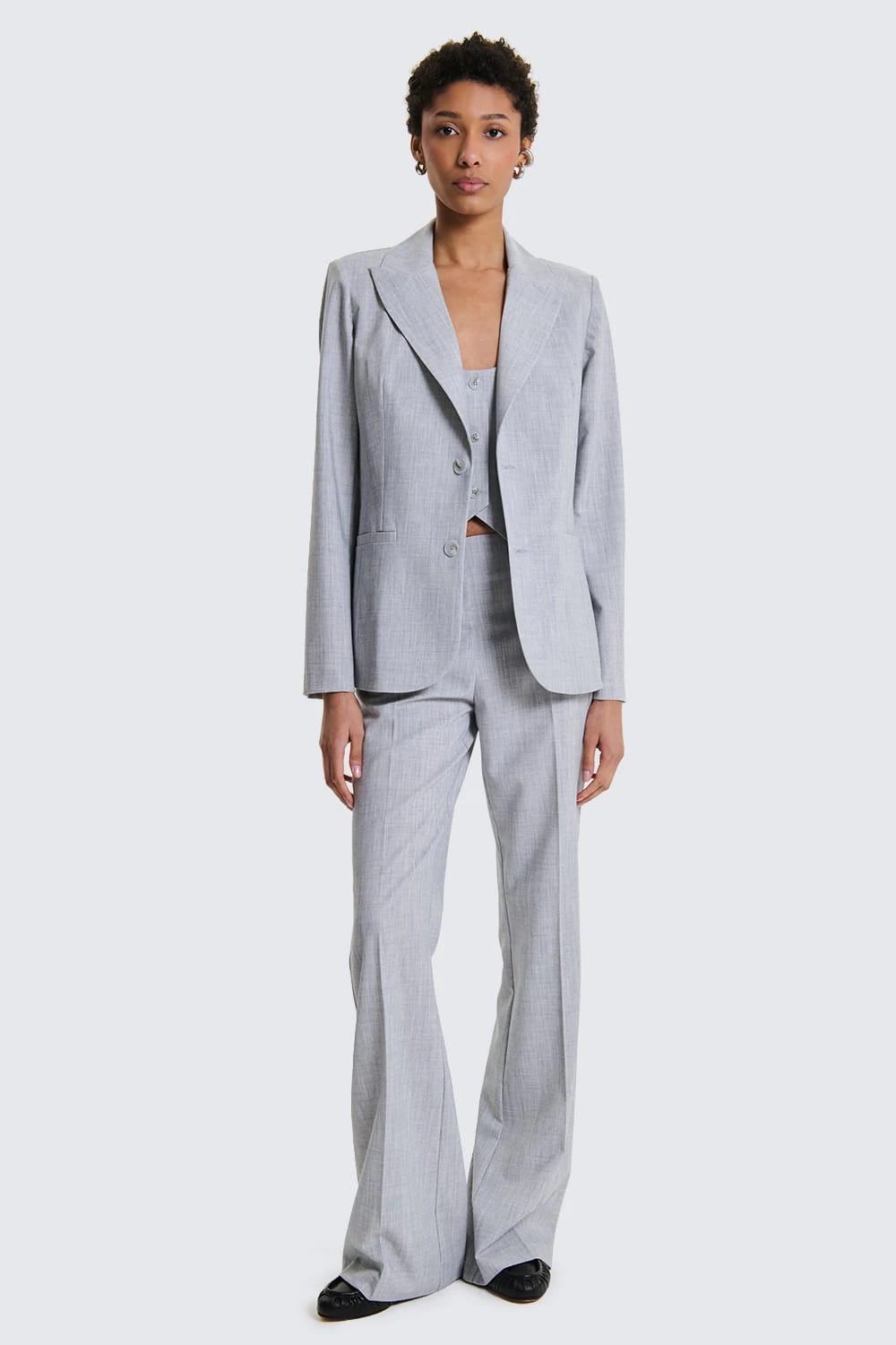 Pantalone Flare Tessuto Fiammato Grigio Chiaro  image 1