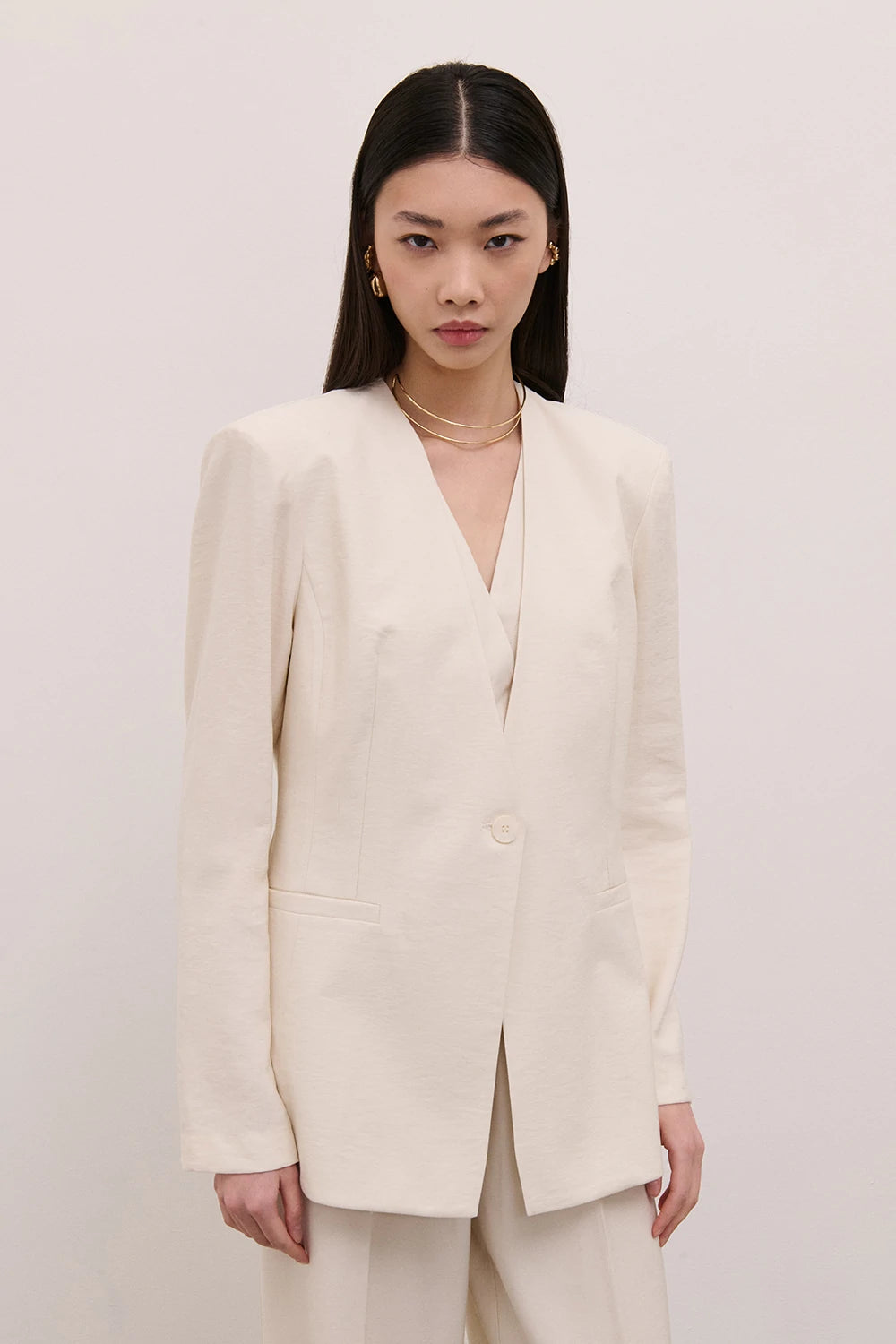 Giacca Monopetto Coreana Latte image 0