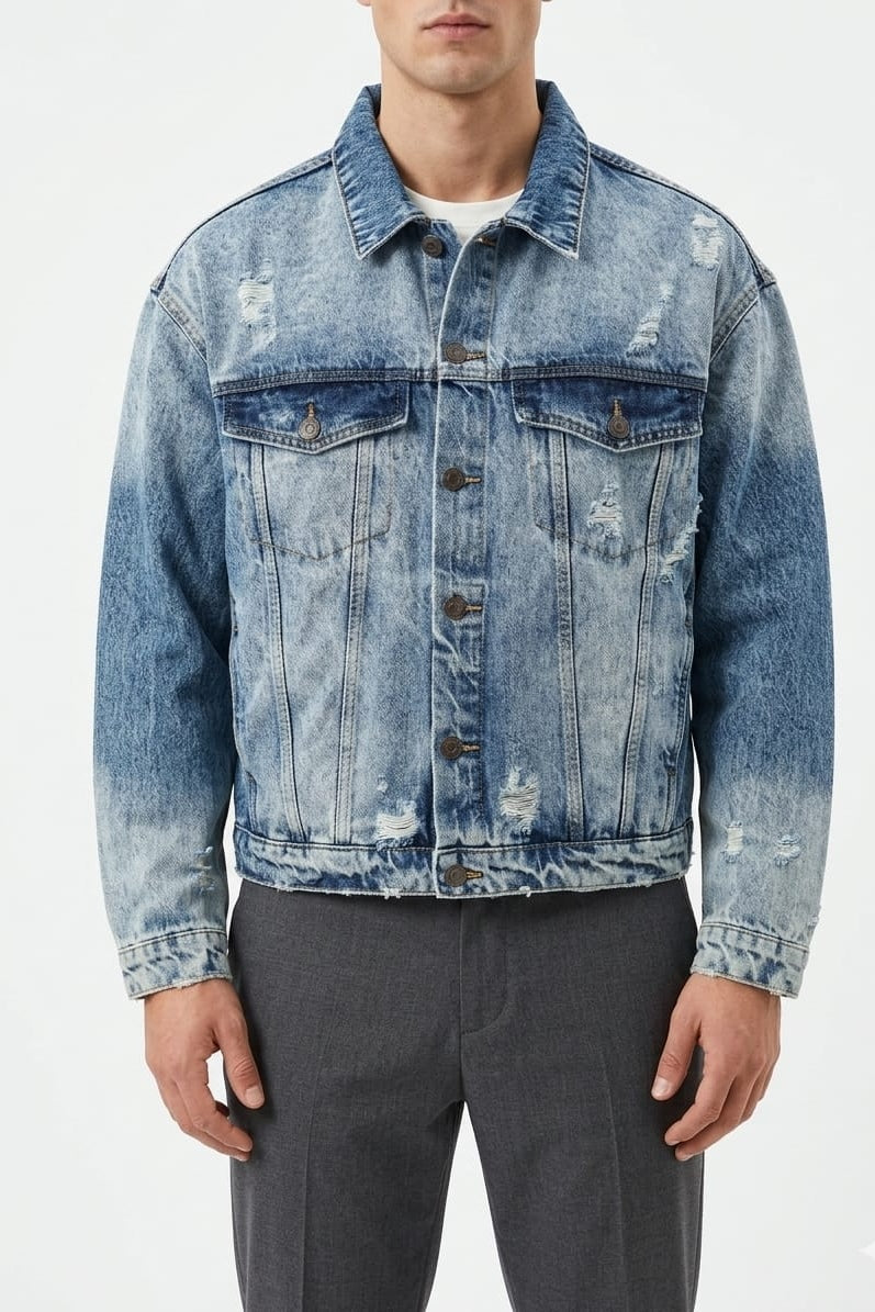Giacca in Denim Acid Wash Over Crop  image 0