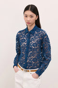 Camicia in Pizzo Floreale  Blu Ottanio image 0