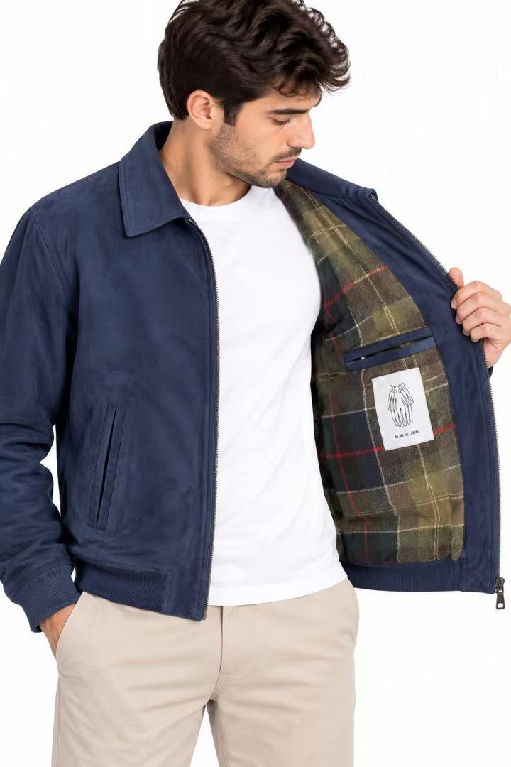 Bomber Scamosciato Premium Imbottito Blu